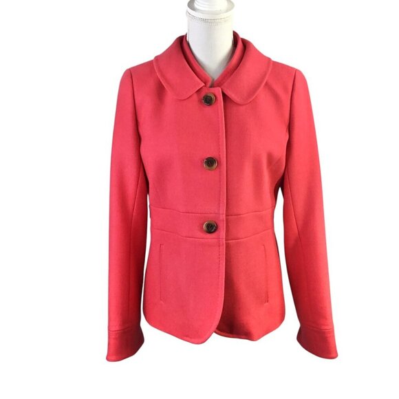 J. Crew Wool Blazer Women's Size 10 Office Career Lined Coral Peplum Style 99322 - Picture 2 of 11